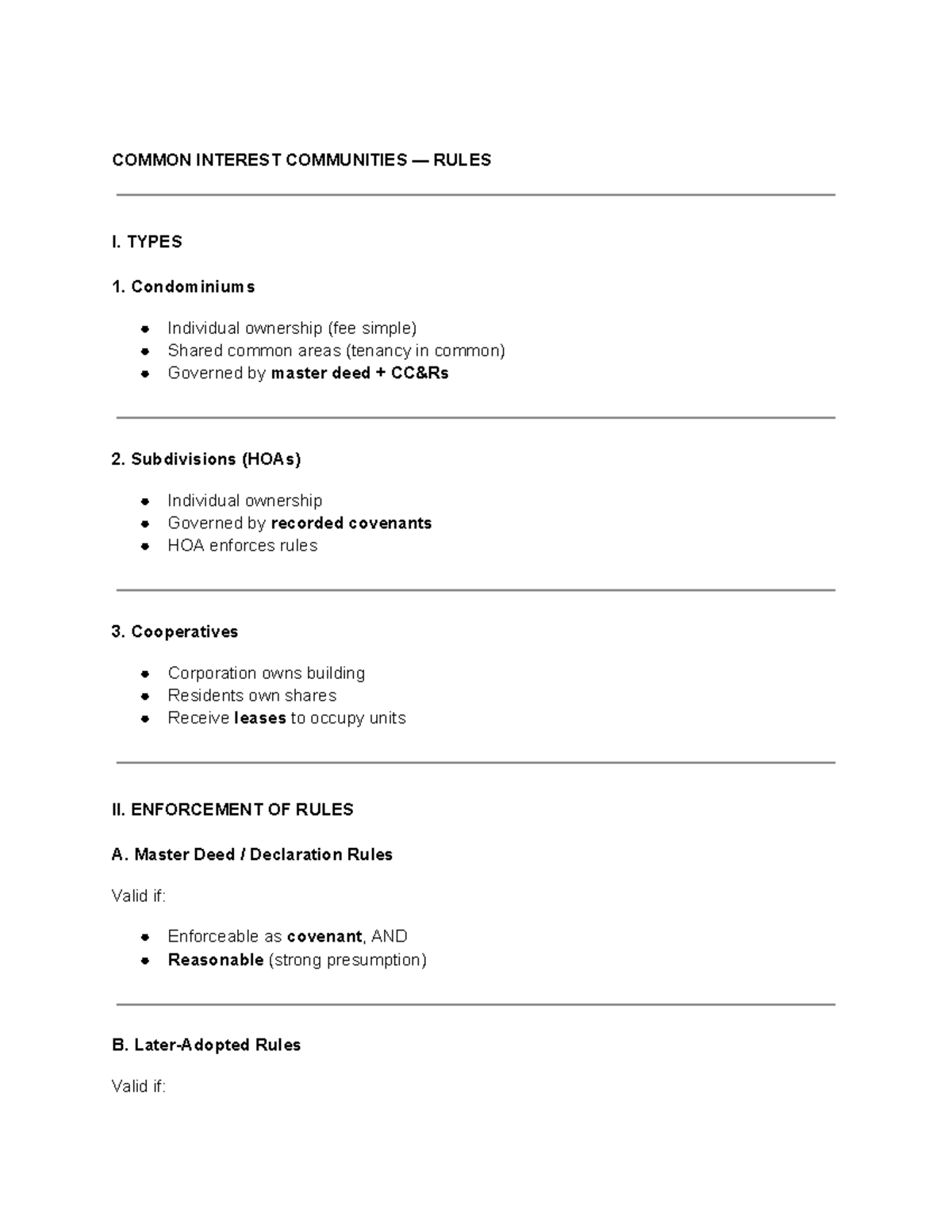 Common Interest Communities Rules Overview and Enforcement - Studocu