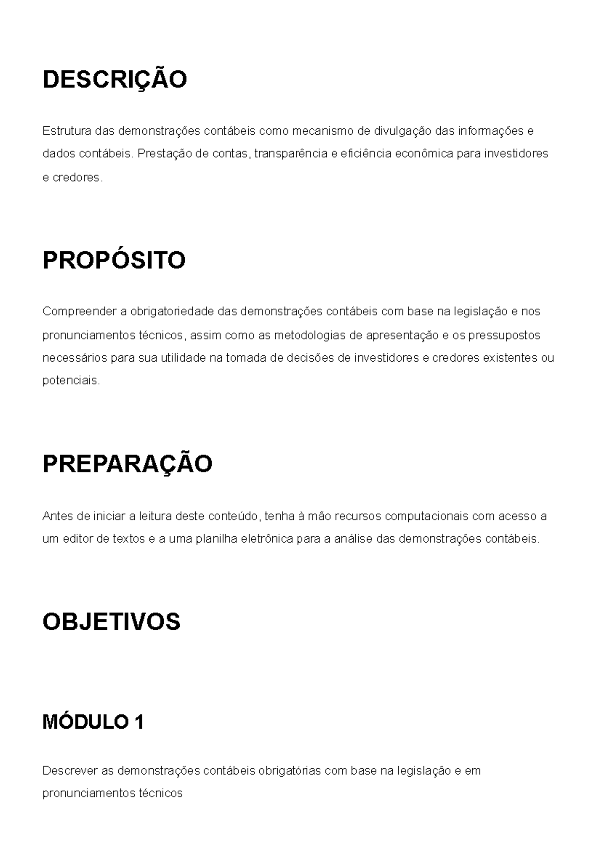 Características das Demonstrações Contábeis: Análise e Propósitos (CPC ...
