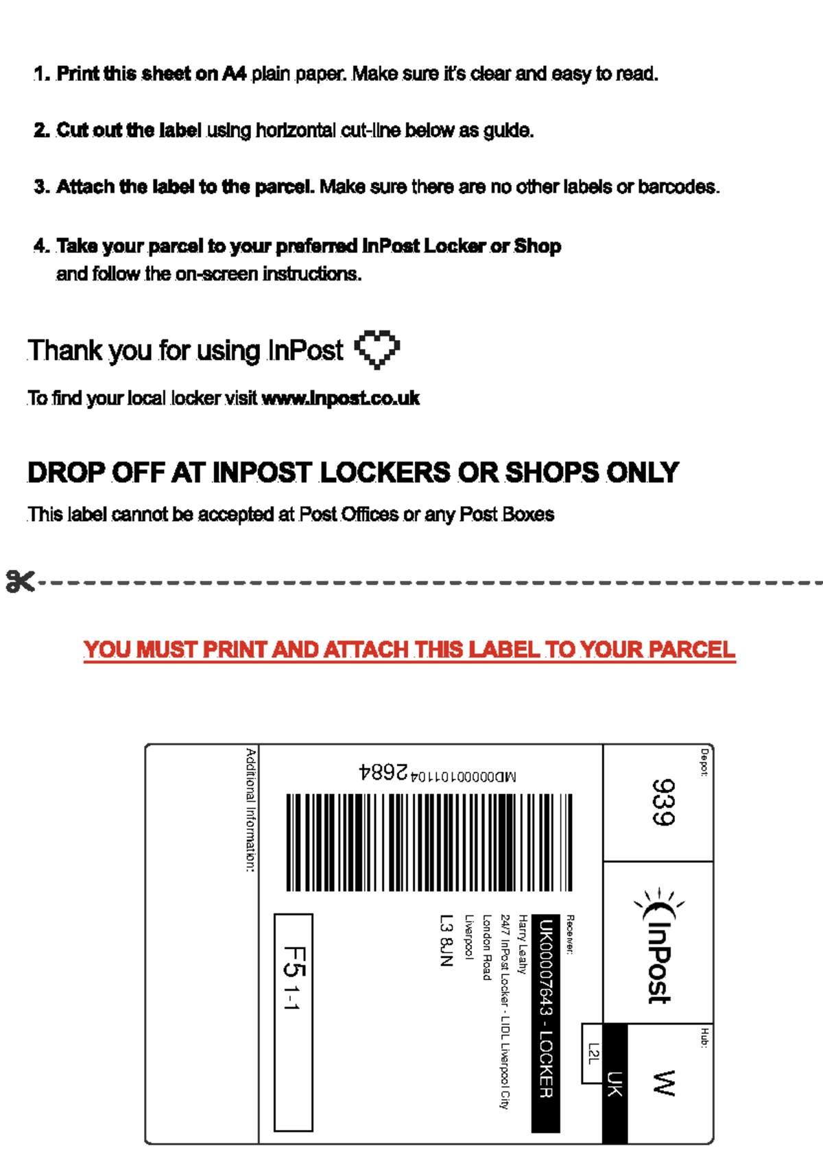 InPost Parcel Drop-Off Label Instructions - Studocu