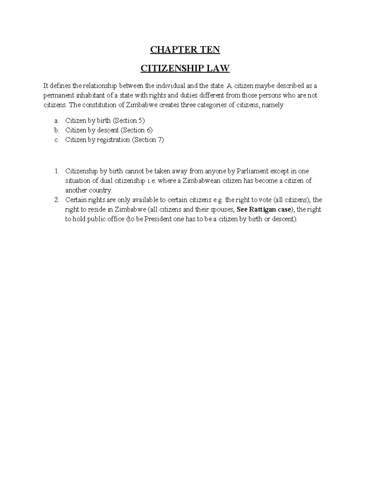 10. Citizenship Law & Bill of Rights - Study Notes - Studocu