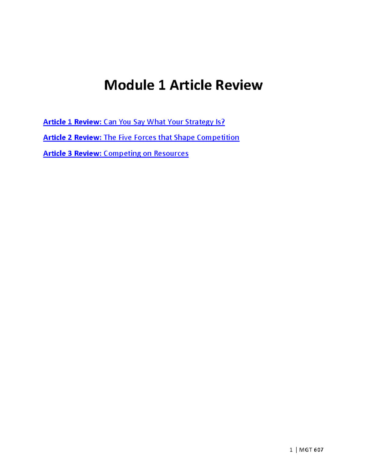 Article Reviews - Good example - Module 1 Article Review Article 1 ...