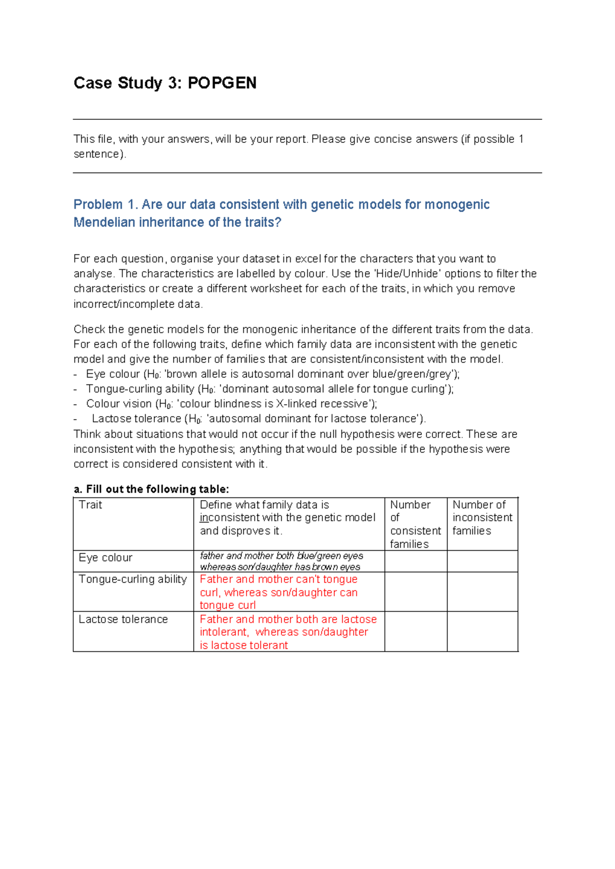 Case Study 3: POPGEN - Analysis of Genetic Models and Heritability ...