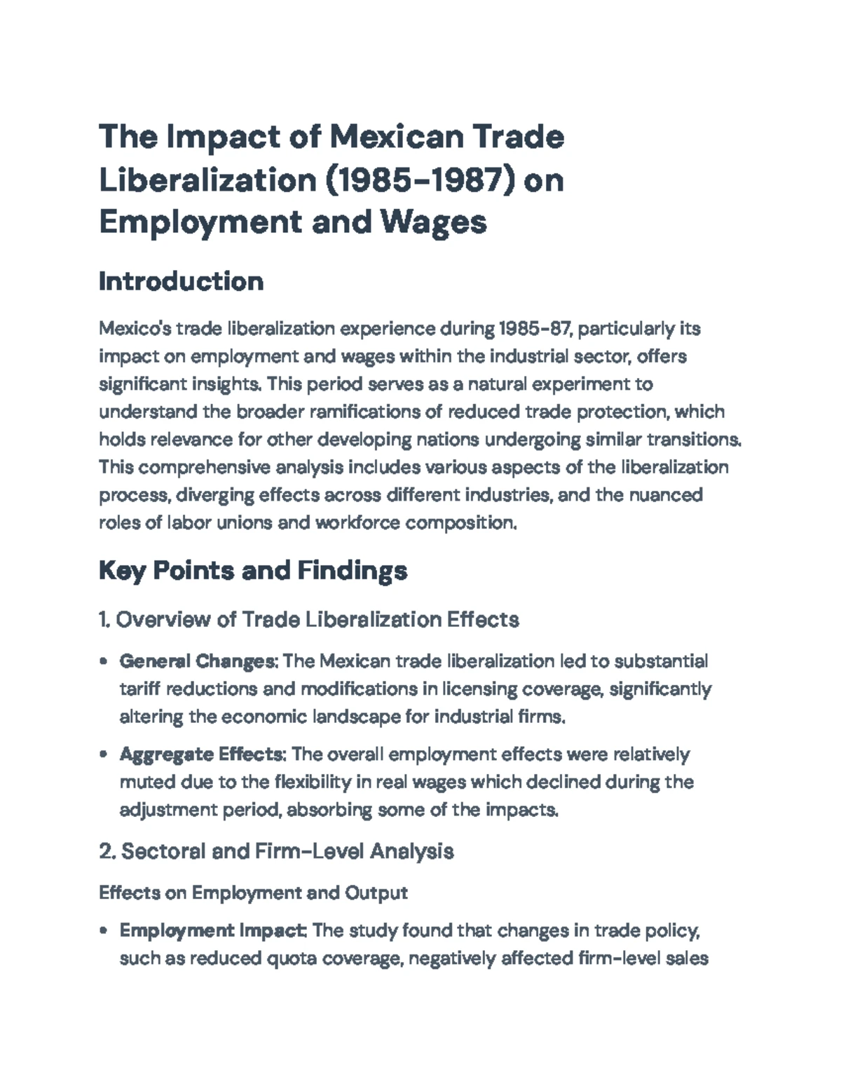 The Impact of Trade Liberalization on Wages and Employment in Mexico ...