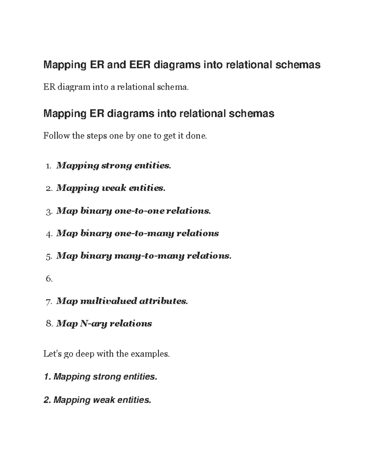 Unit-5: Mapping ER & EER Diagrams to Relational Schemas - Studocu