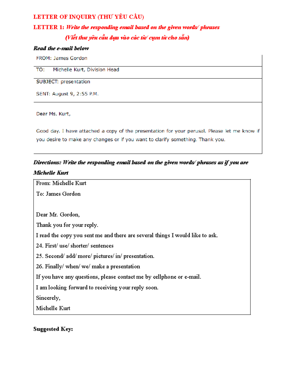 Chapter 2: Letter of Inquiry Sample (SEND SS - KEY) - Studocu