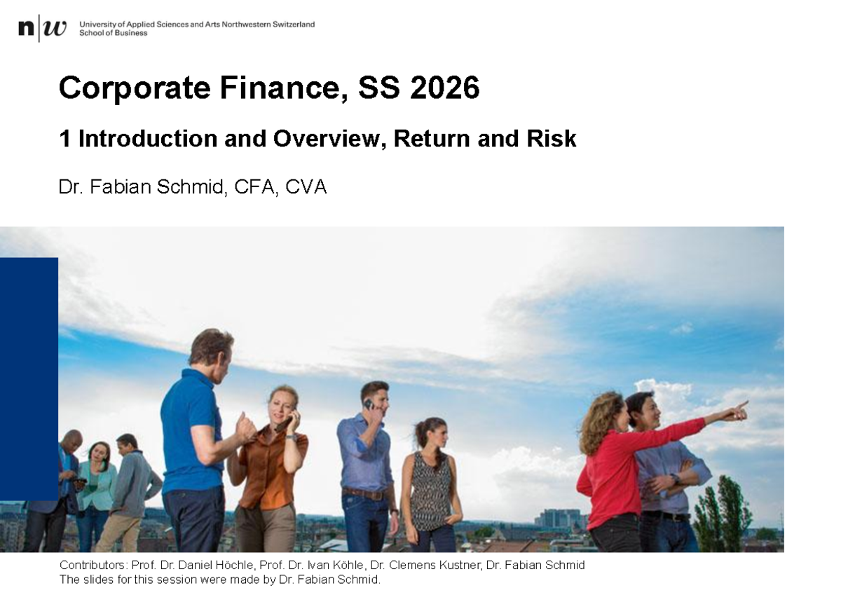 Corporate Finance Lecture: Introduction and Overview - Studocu