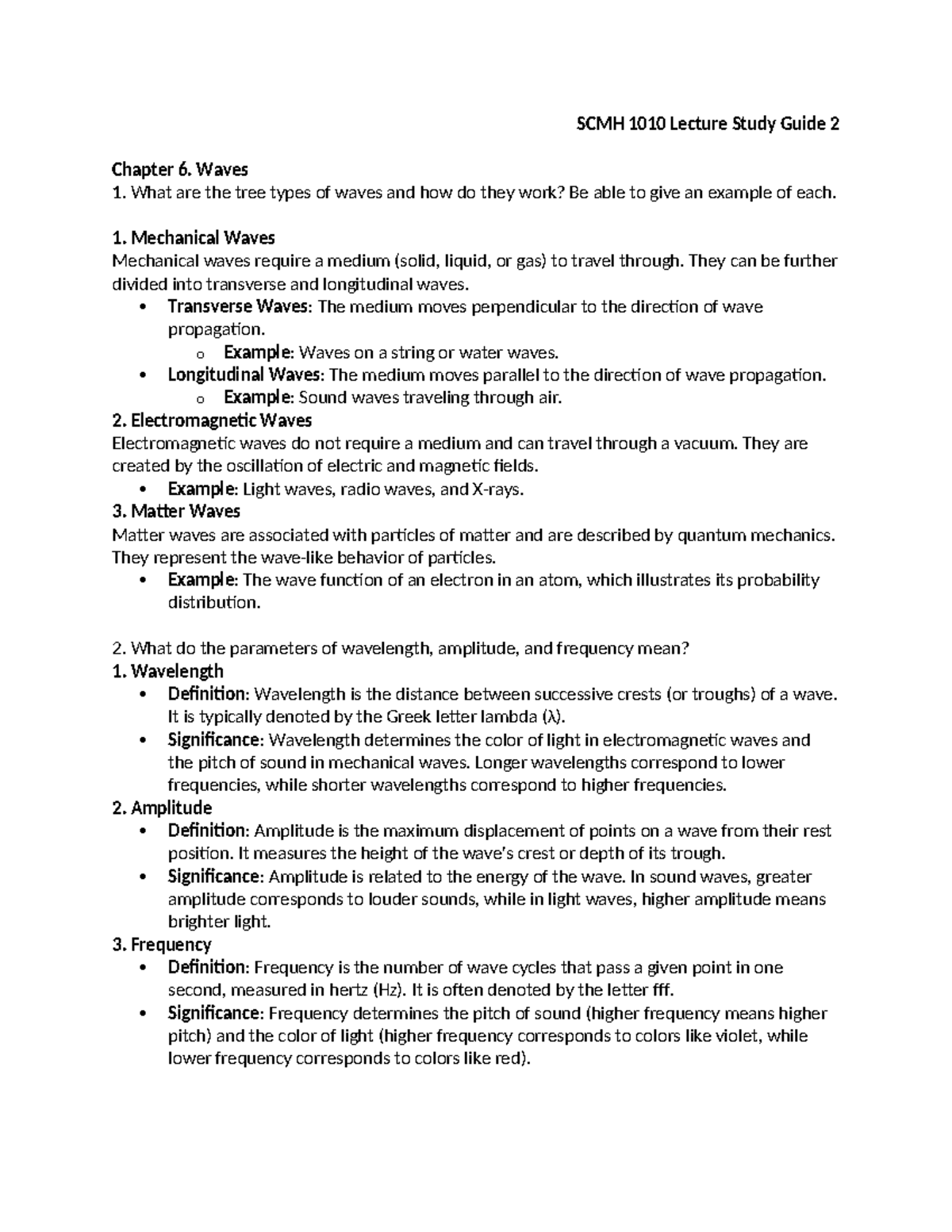 SCMH 1010 Lecture Study Guide: Concepts of Waves and Isotopes - SCMH ...