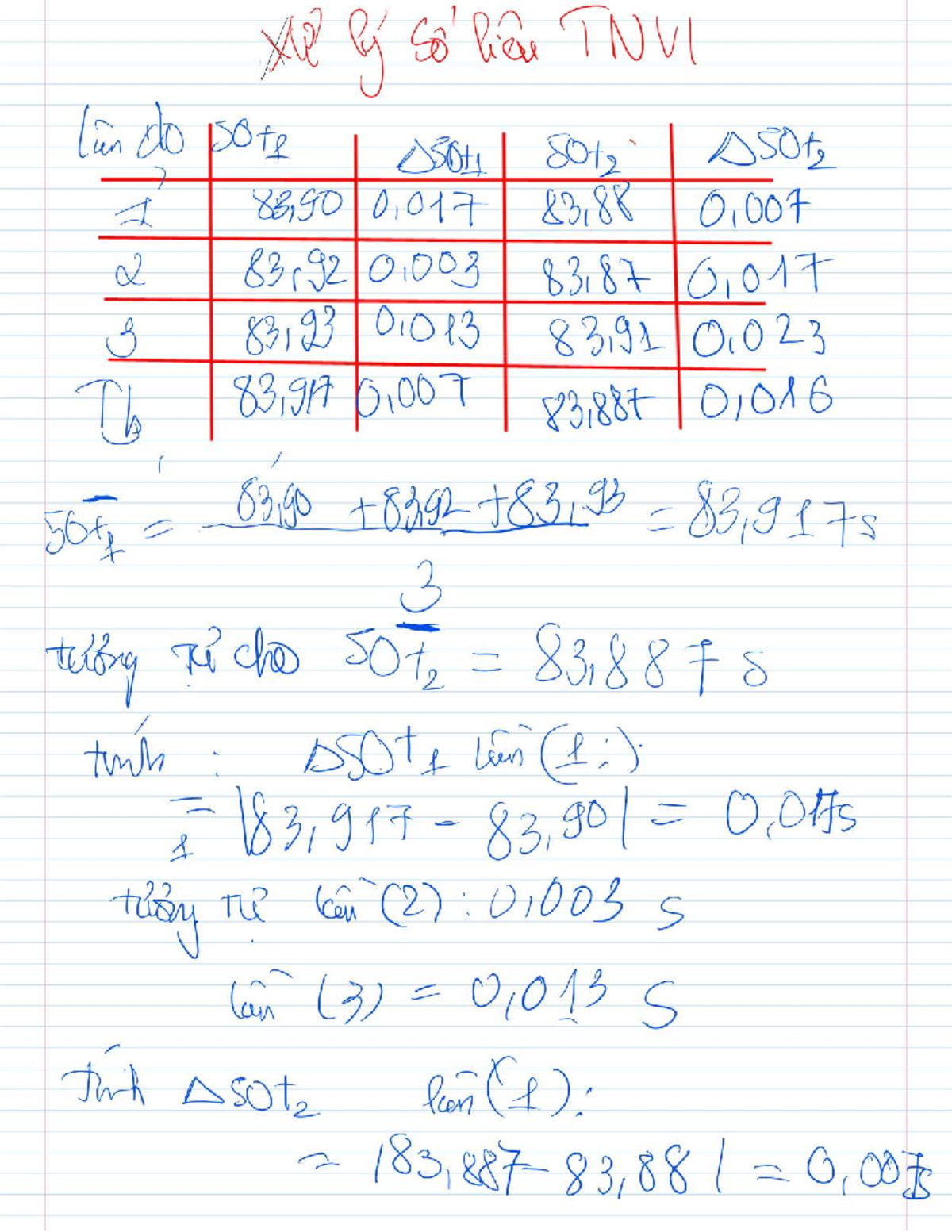 Xử Lý Số Liệu - WG & o TN - Studocu