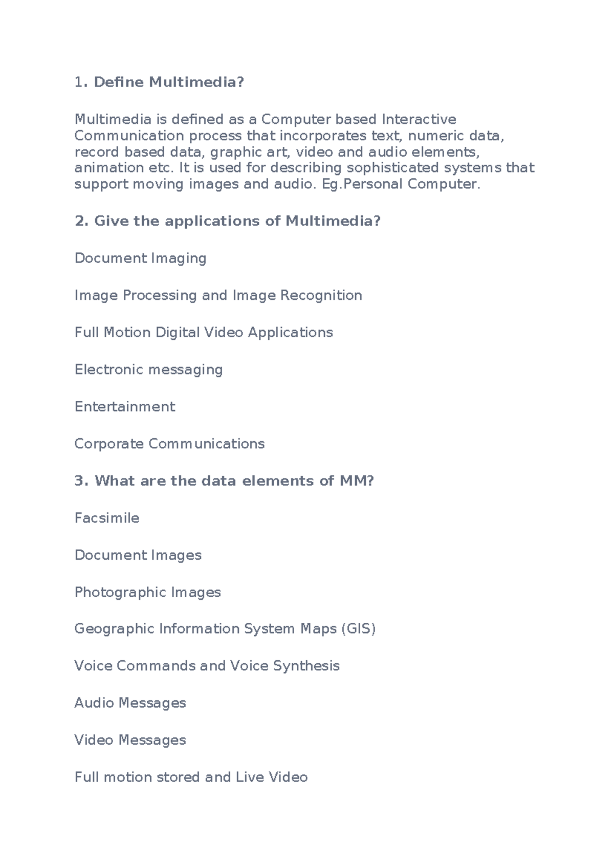 Multimedia & Animation (2 Marks) Questions with Answers Compilation ...