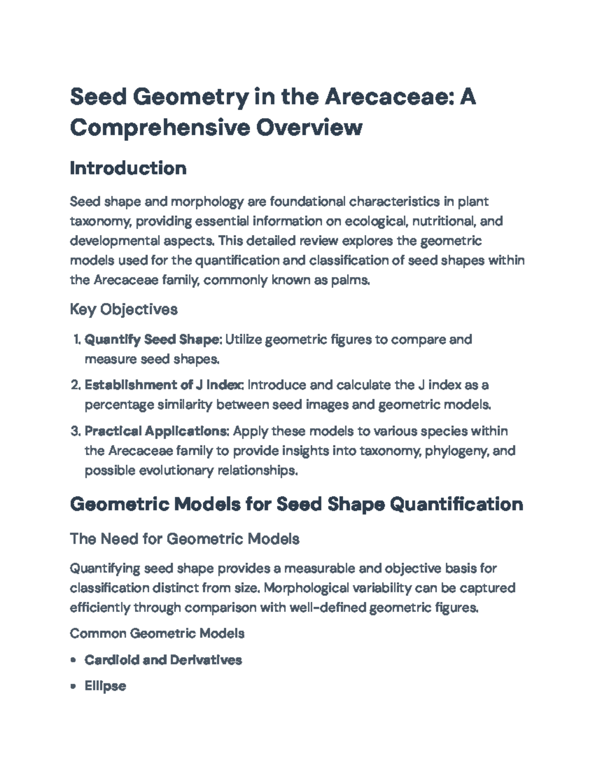 Revisiting Geometric Models for Seed Shape Analysis in Arecaceae Family ...