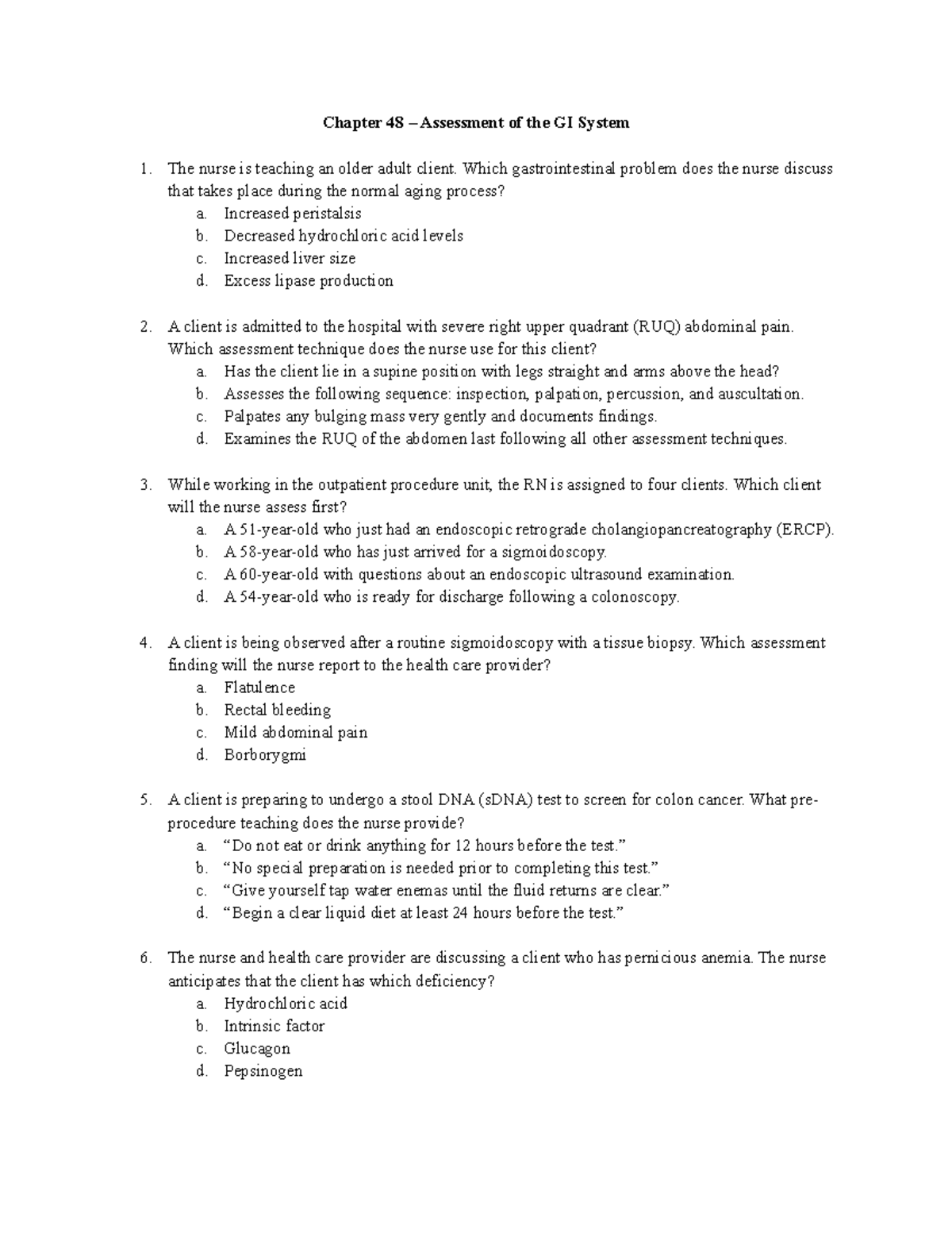 AH 48 - Assessment of the GI System, Iggy 10th Edition Study Guide ...