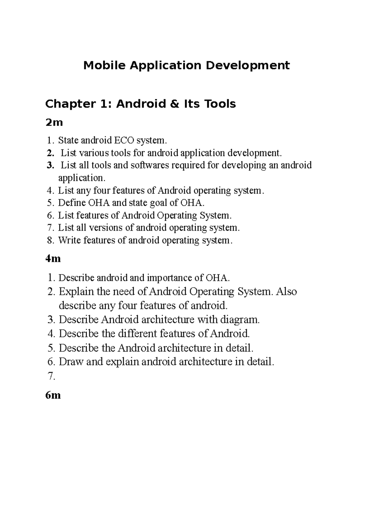 MAD MSBTE Practice Questions: Mobile App Dev Chapters 1-6 - Studocu