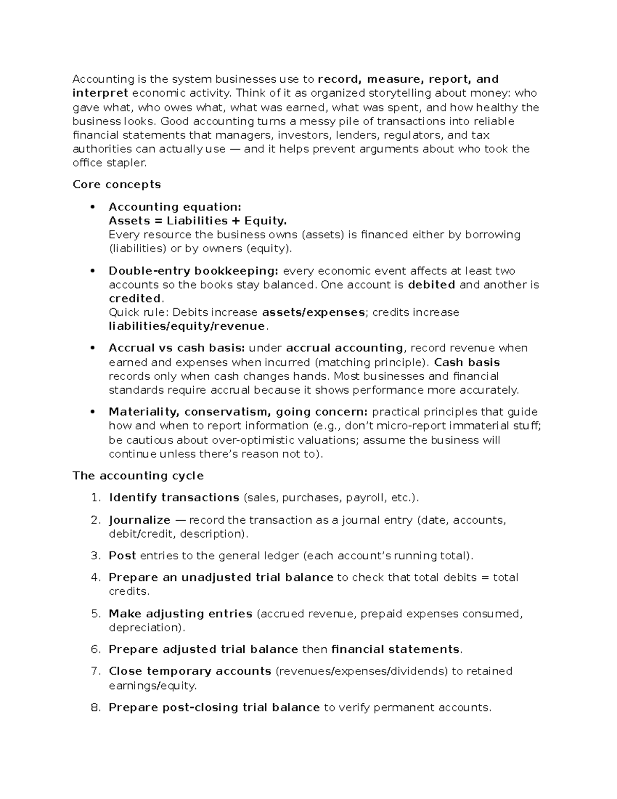 Accounting System Overview: Key Concepts and Principles - Studocu