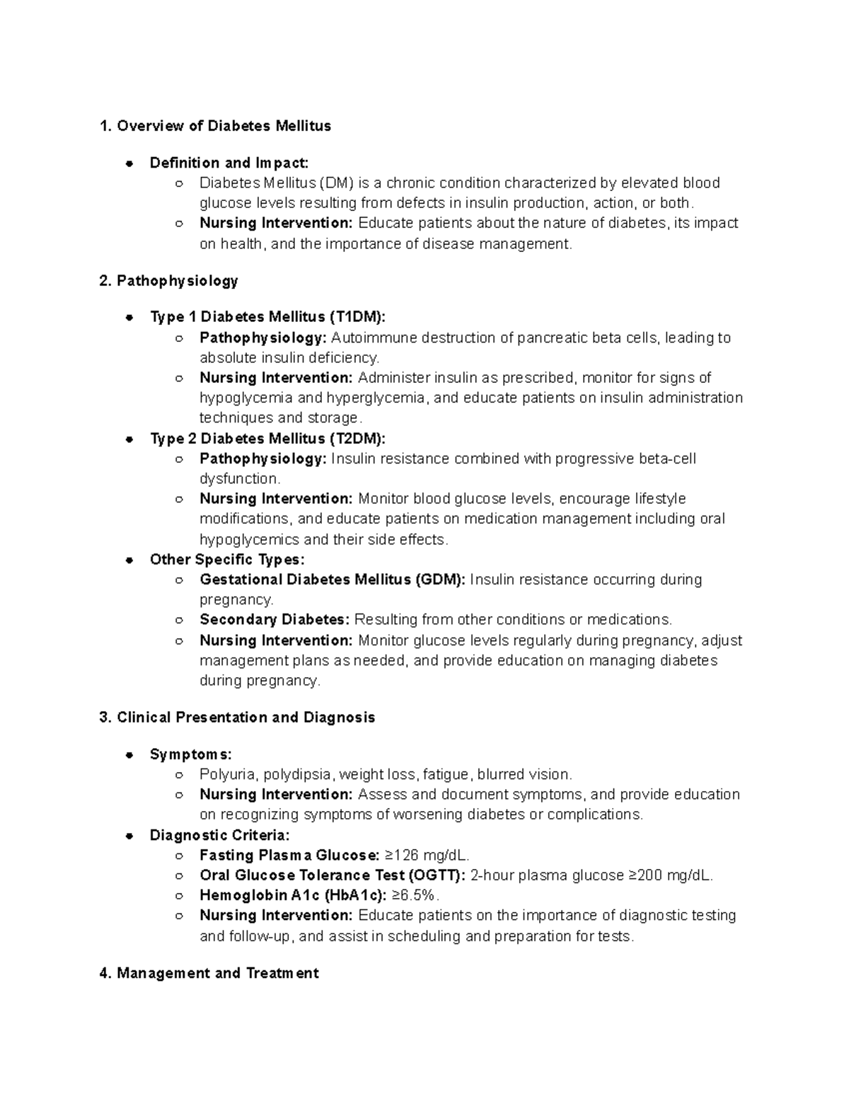 Diabetes Mellitus Overview and Management Strategies (Chapter 56) - Studocu
