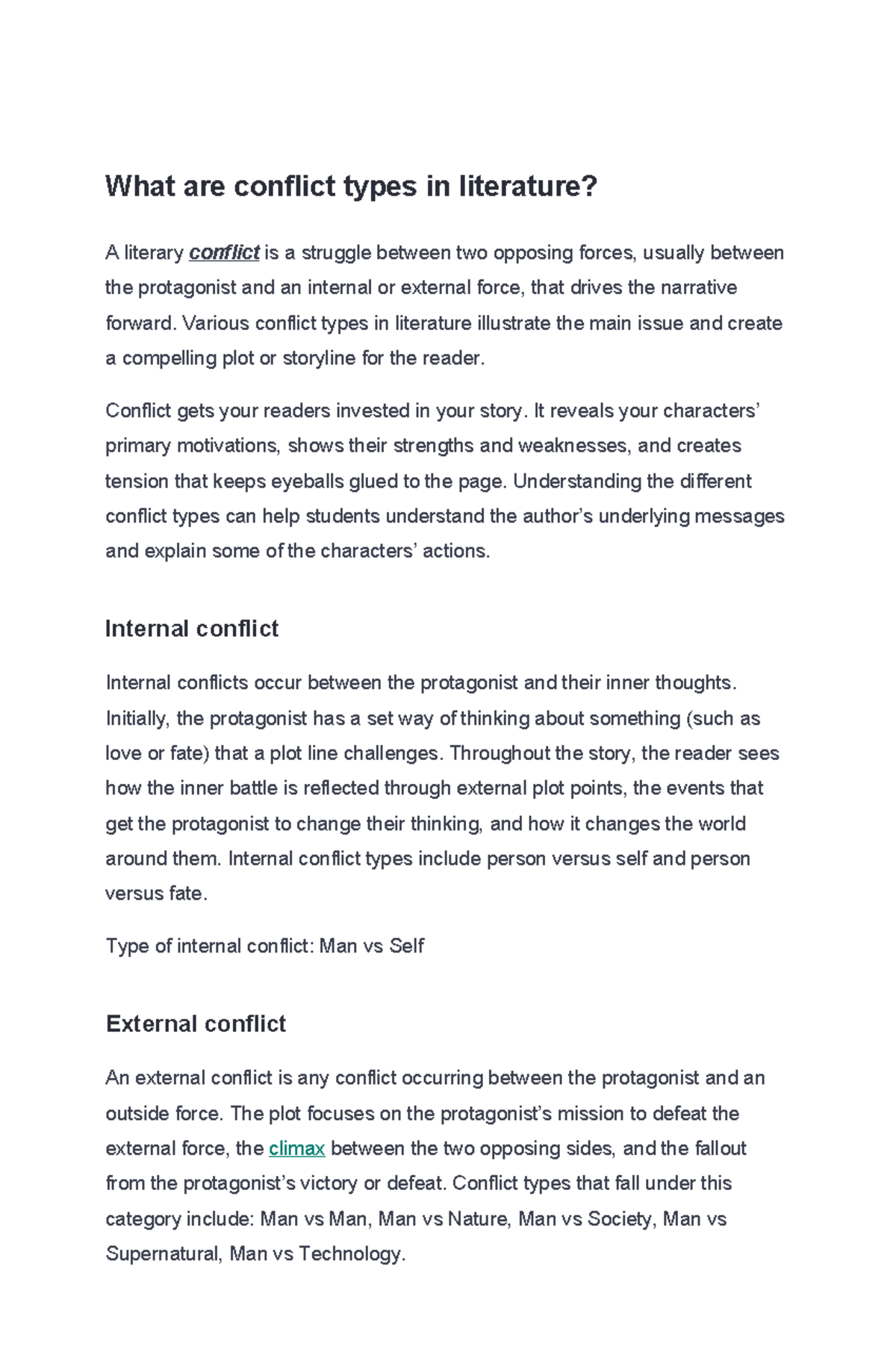 Understanding Conflict Types in Literature: A Comprehensive Guide - Studocu