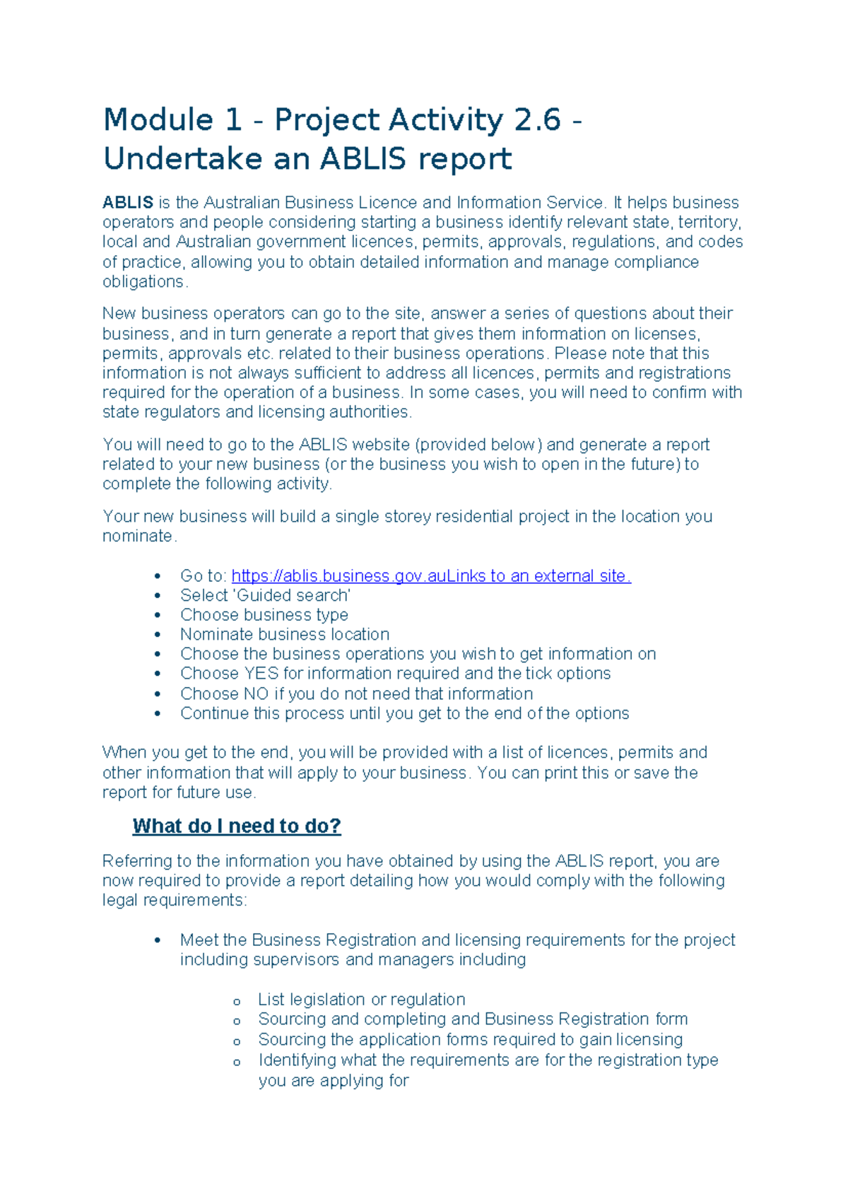 Module 1 Project Activity 2 6 Ablis Report For Business Compliance