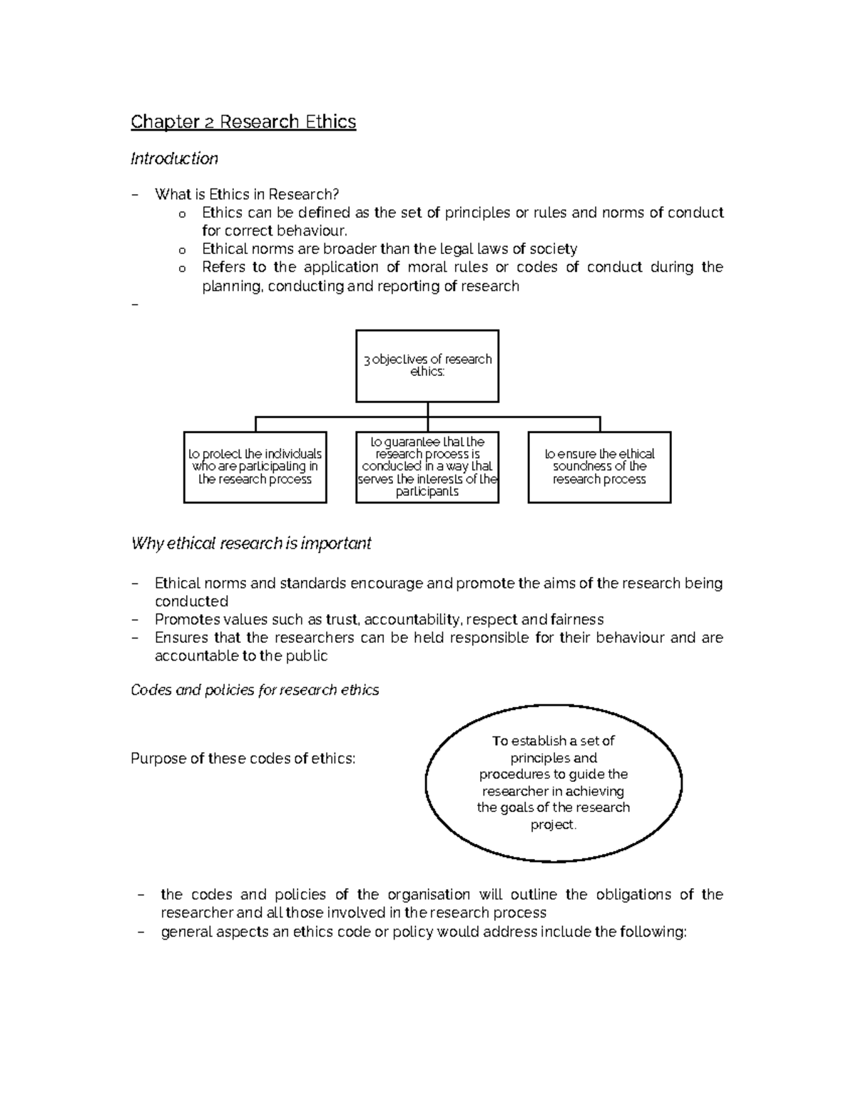 Ch. 2 Research ethics summary - Chapter 2 Research Ethics Introduction ...