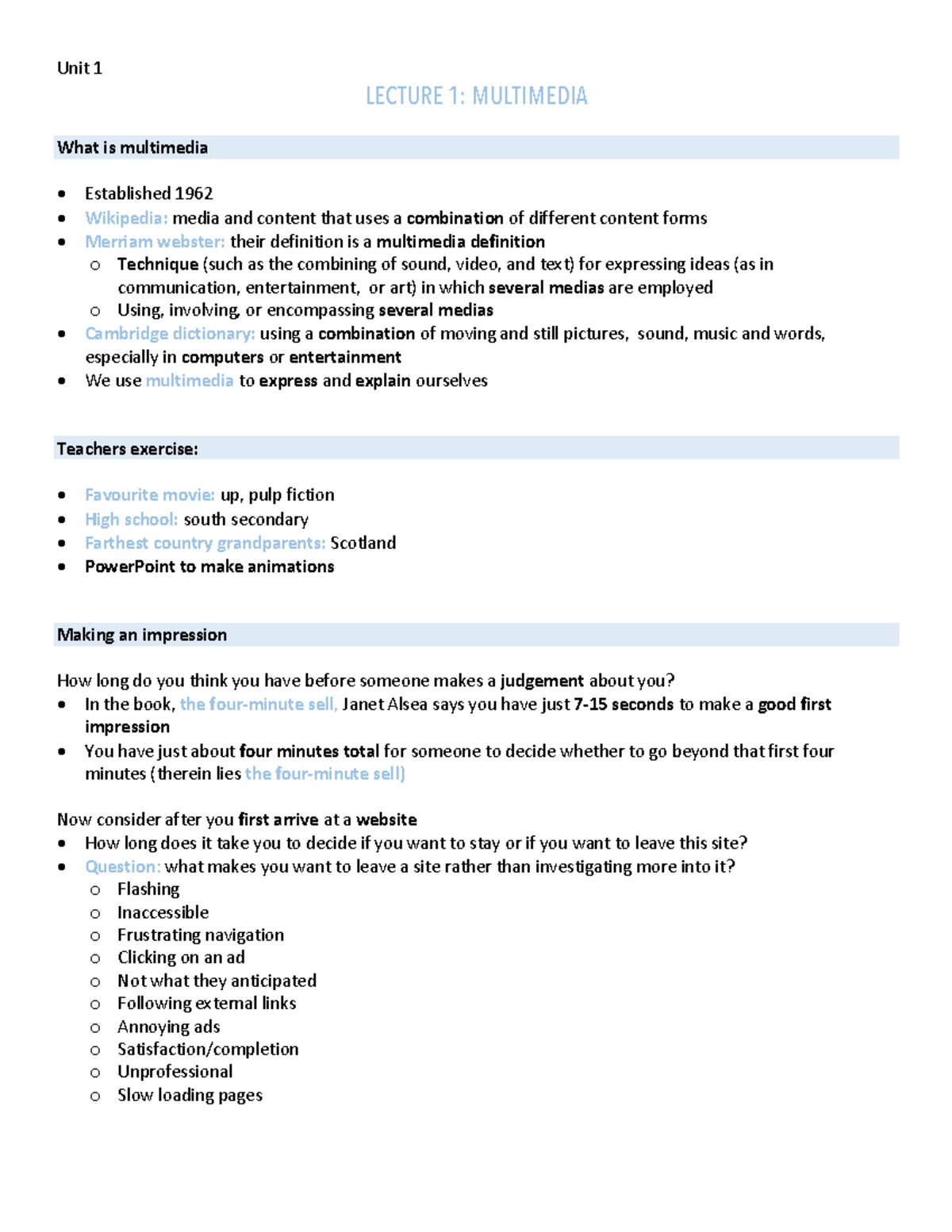 Unit+1+lecture+notes+pdf - LECTURE 1: MULTIMEDIA What is multimedia ...