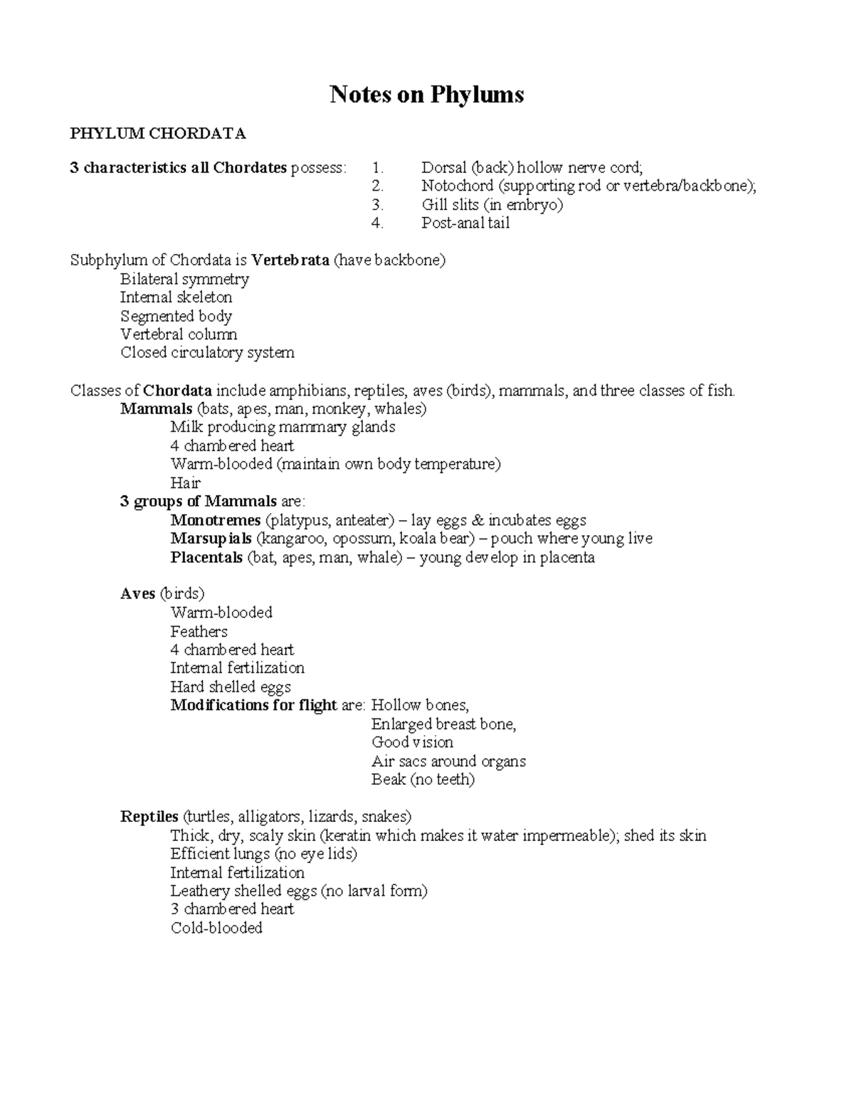 Study Guide on Phylums: Chordata, Echinodermata, Arthropoda, and More ...