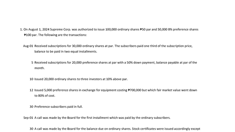 Chapter 7 - Exercise 1: Journal Entries for Supreme Corp. Transactions ...