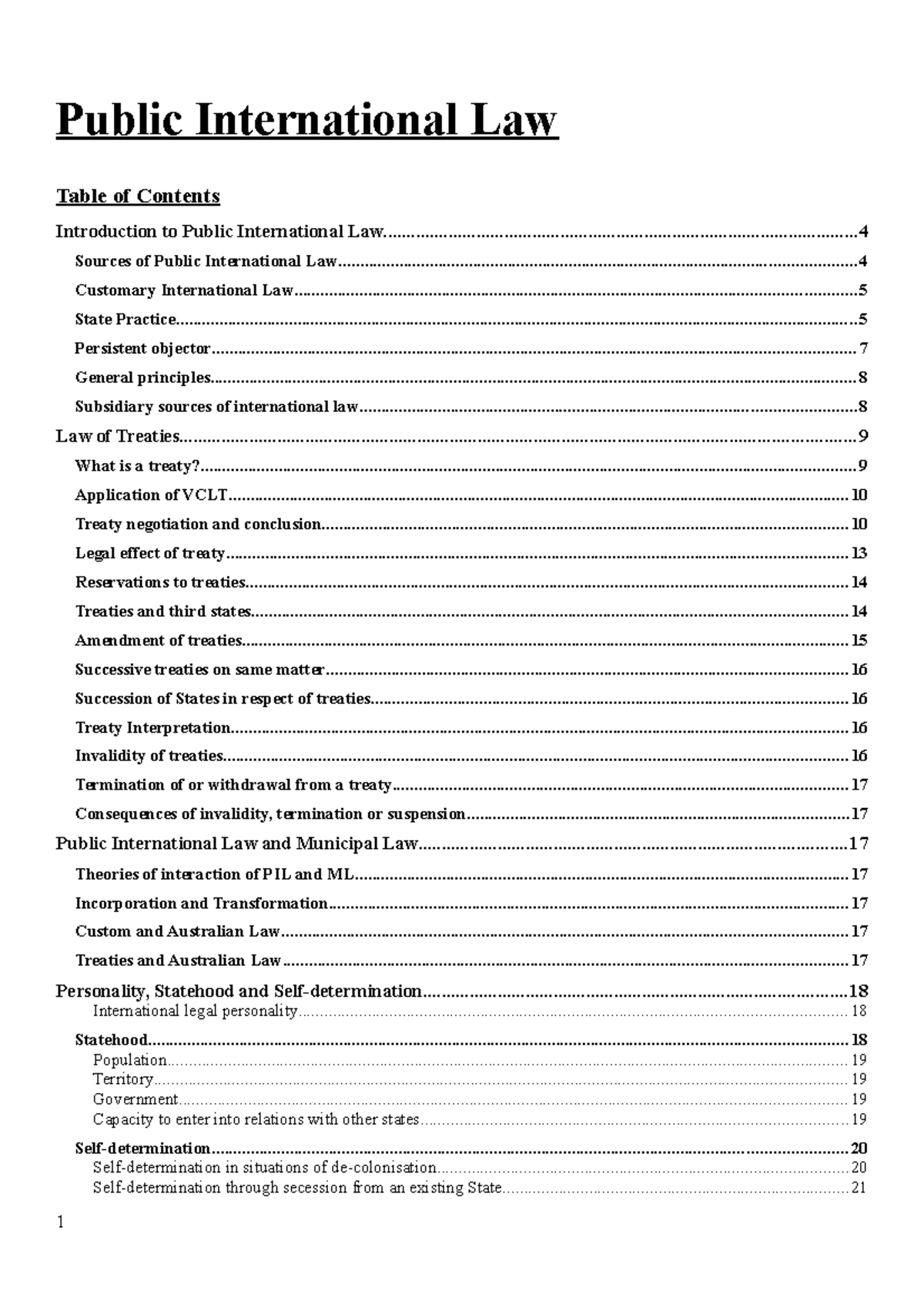 PIL-Summary-Notes - full exam notes - Public International Law ...
