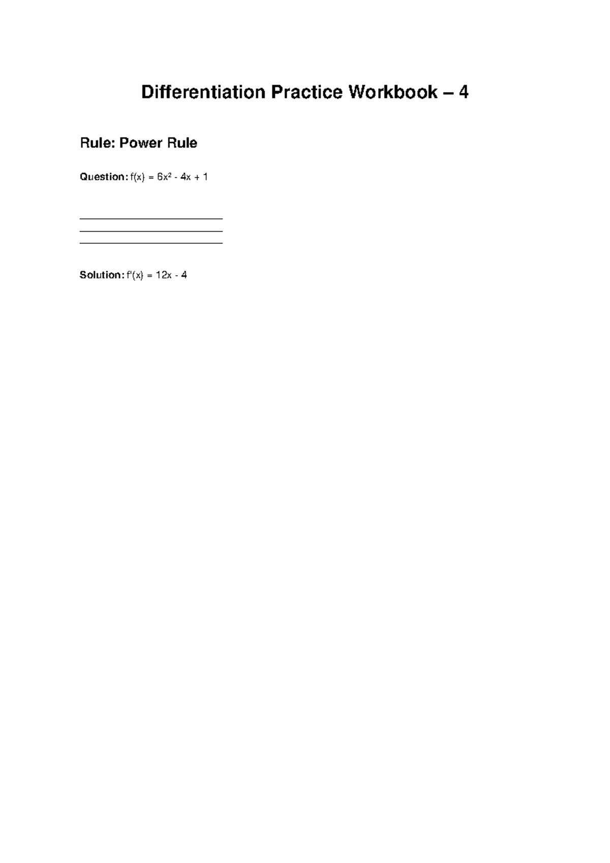 Differentiation Practice Workbook 4 - MATH221001 - Studocu