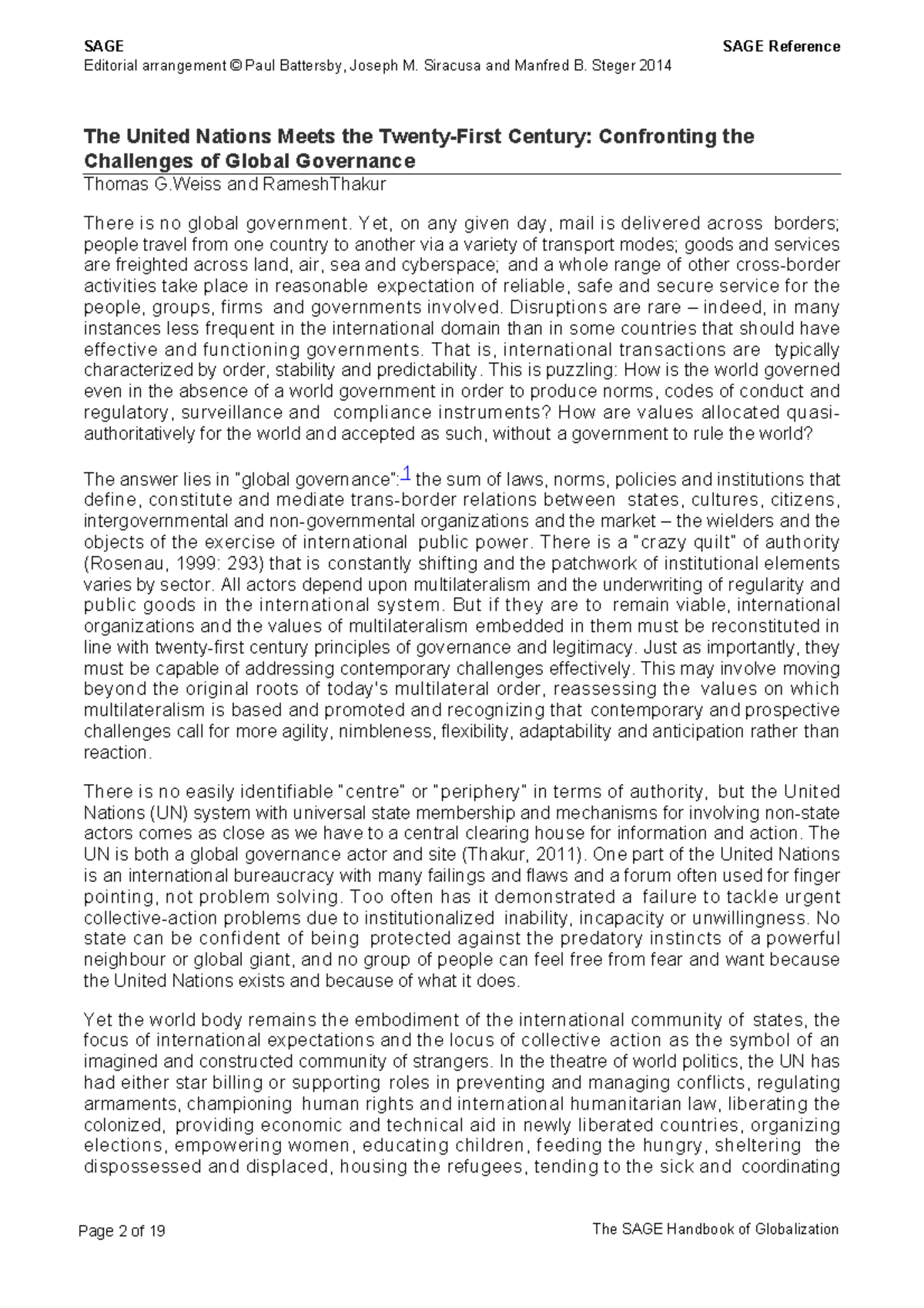 S GE Final Exam Notes: Global Governance Challenges in the 21st Century ...
