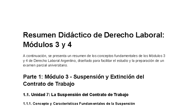 Resumen Segundo Parcial de Derecho Laboral: Módulos 3 y 4 - Studocu