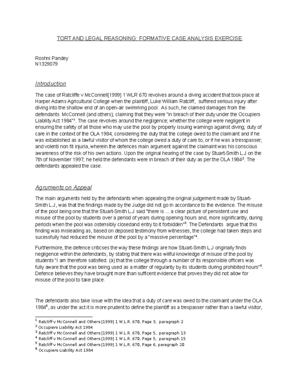 TORT AND Legal Reasoning Fomative - TORT AND LEGAL REASONING: FORMATIVE ...
