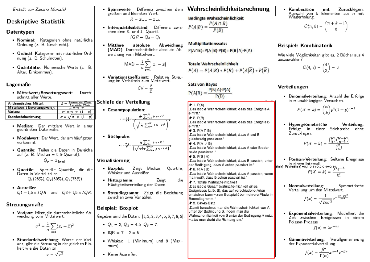 Kommentierte Formelsammlung Der Statistik Für ...