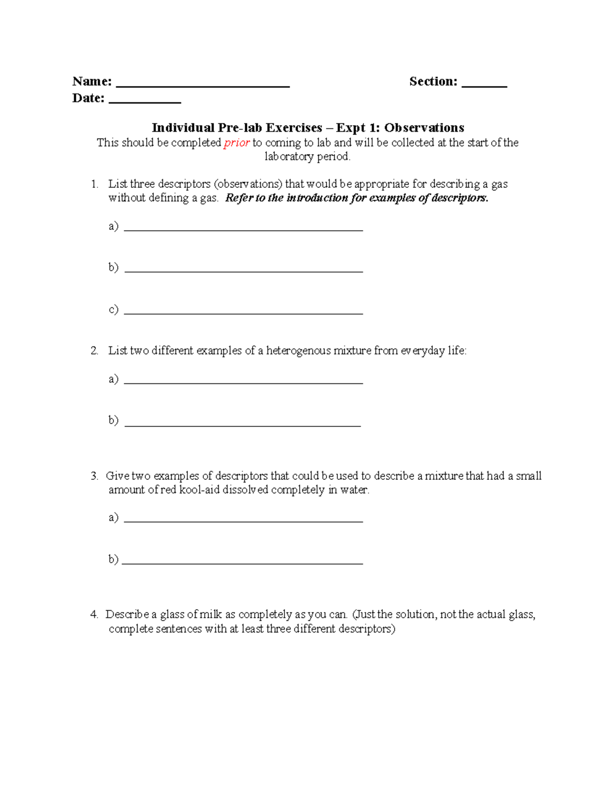 Experiment+1+Pre-Laboratory+Assignment - Name: Section: Date ...
