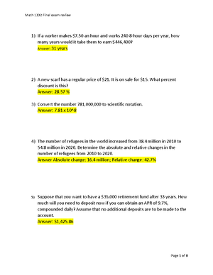 Math 1332 Section 7A Final Exam Notes on Fundamentals of Probability ...