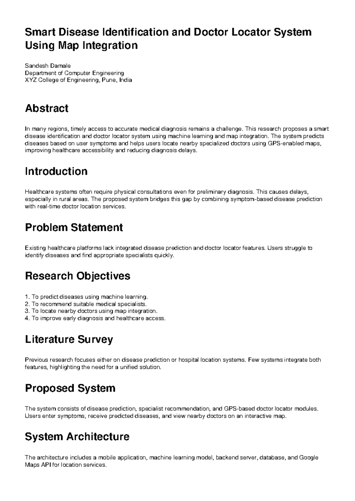 Smart Disease Identification & Doctor Locator System - Full Paper 1 ...