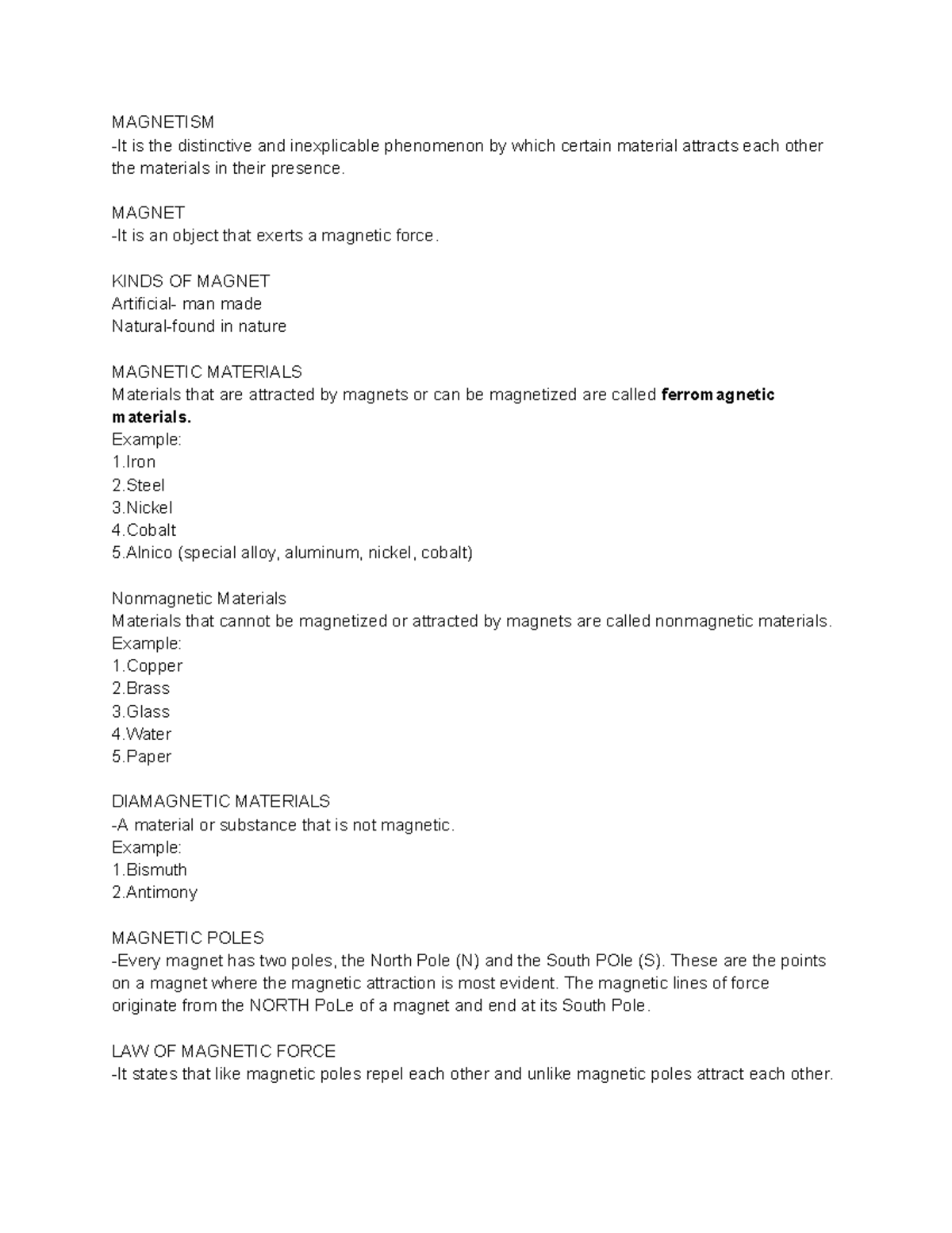 MAGNETISM - LECTURE NOTES on Magnetic Forces and Materials - Studocu