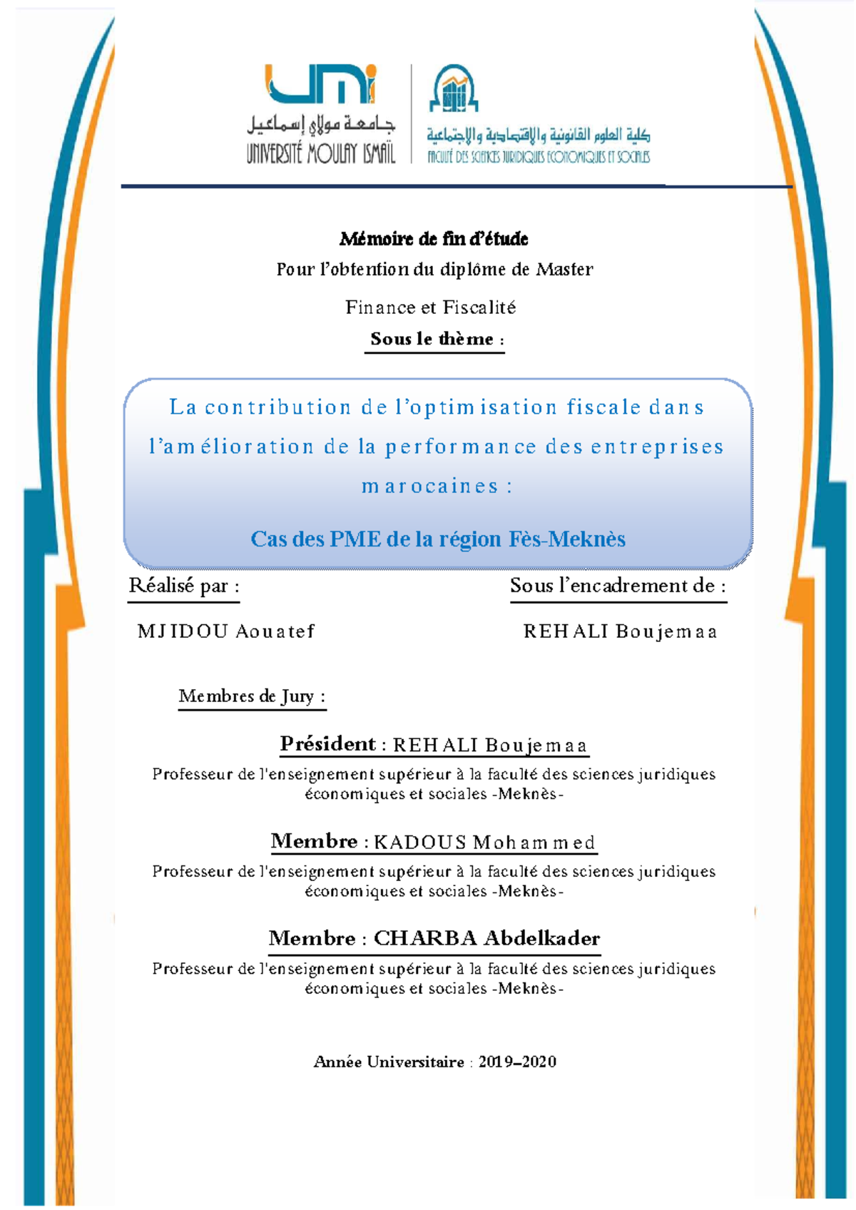 Mémoire de Master Finance et Fiscalité : Impact de la Fiscalité sur les ...