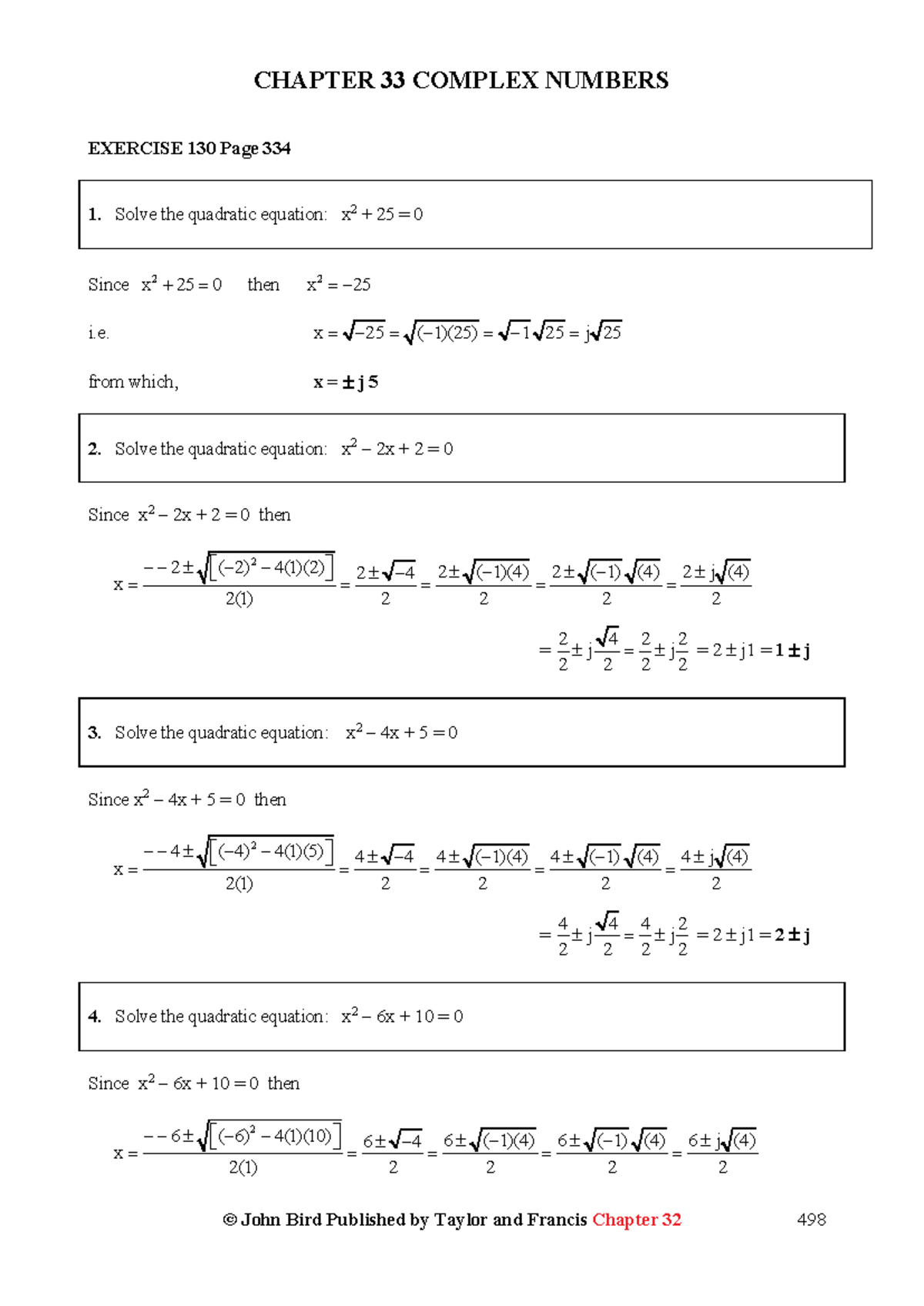 MET1153 Chapter 33 Complex Numbers Exercises Solutions - Studocu