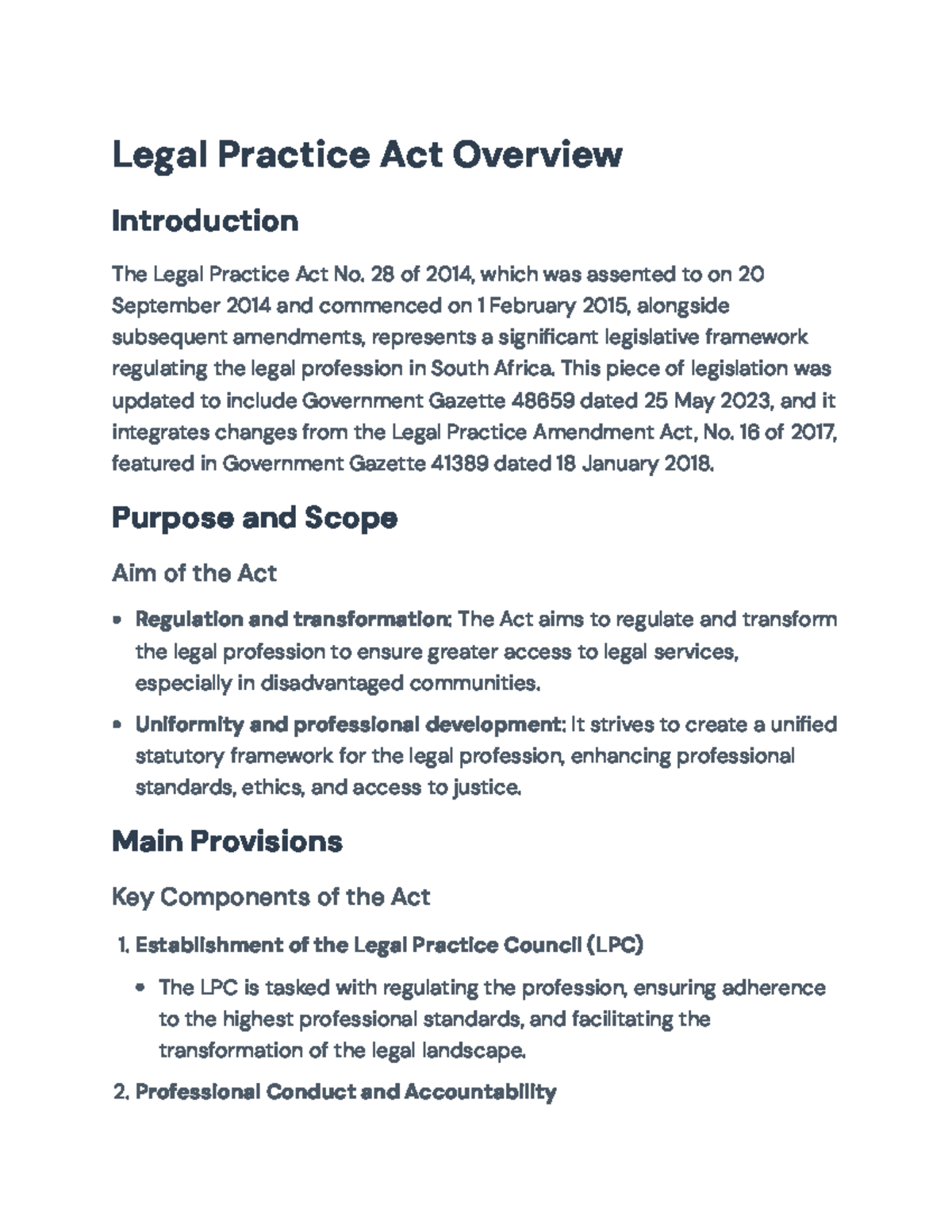 Legal Practice Act No. 28 of 2014: Overview & Key Provisions - Legal ...
