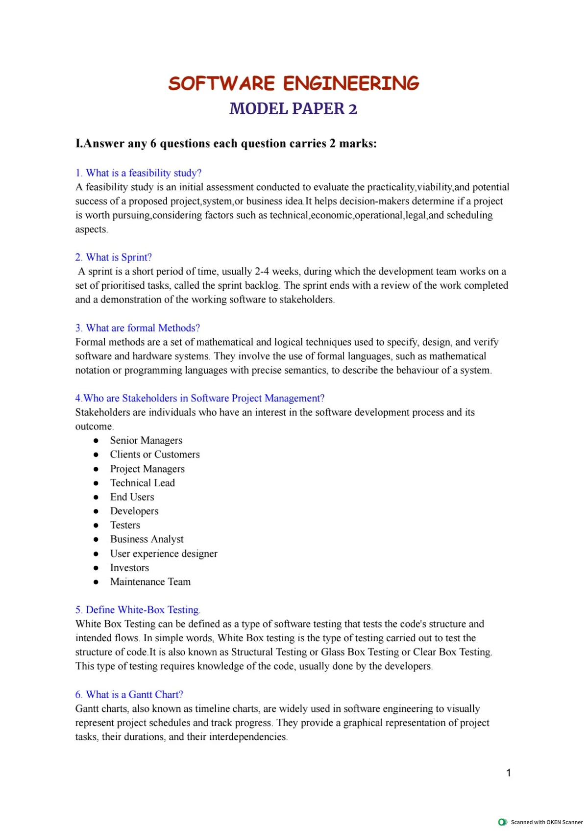 SE Model Paper 3: Key Concepts and Questions in Software Engineering ...