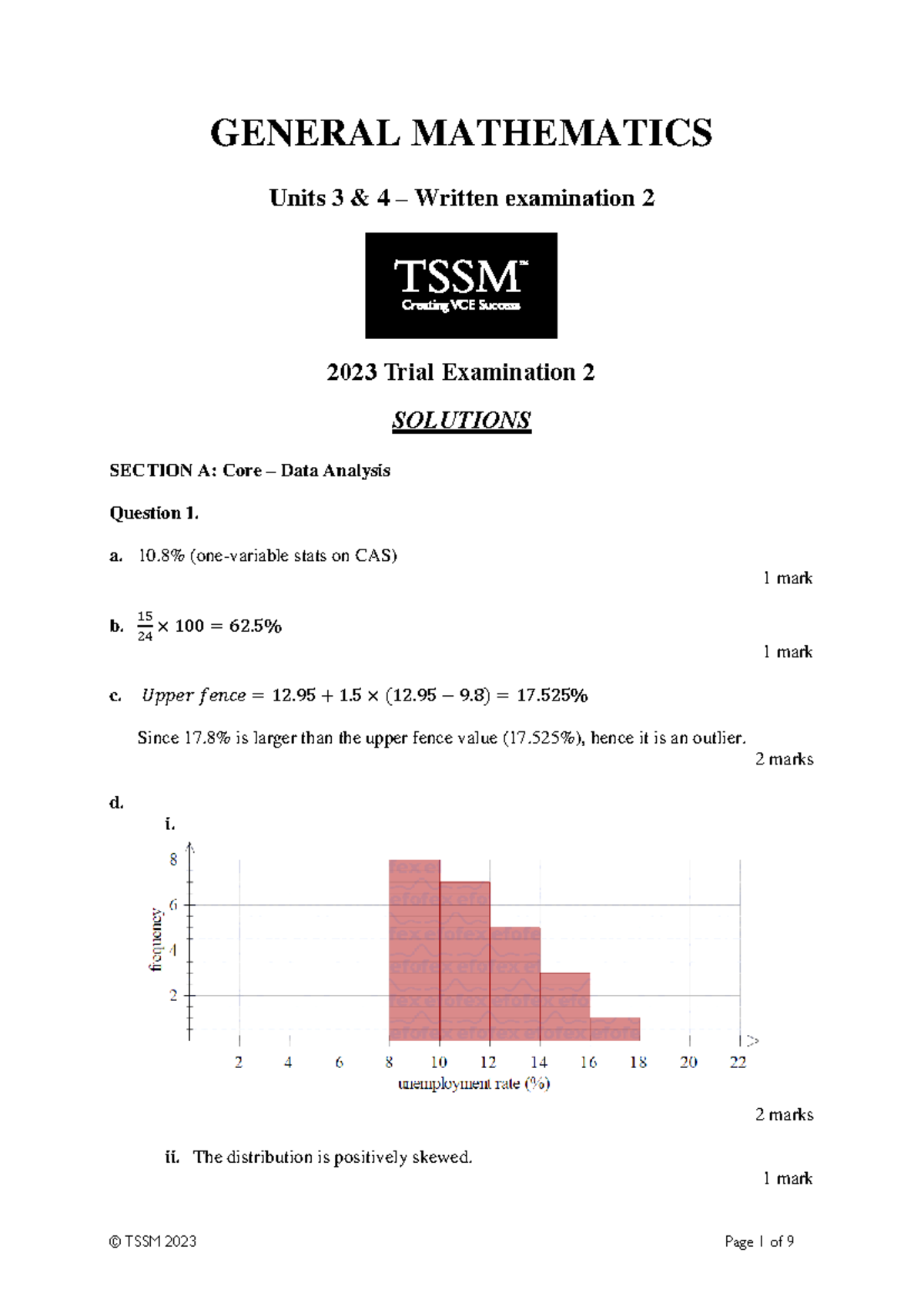 TSSM 2023 General 3&4 Trial Exam 2 Solutions - GENERAL MATHEMATICS ...