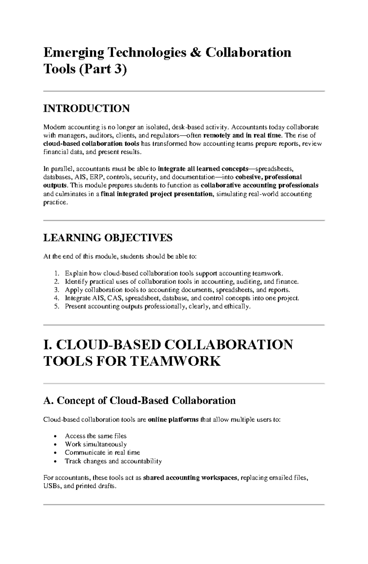 ACC 301: Emerging Technologies in Accounting - Collaboration Tools ...