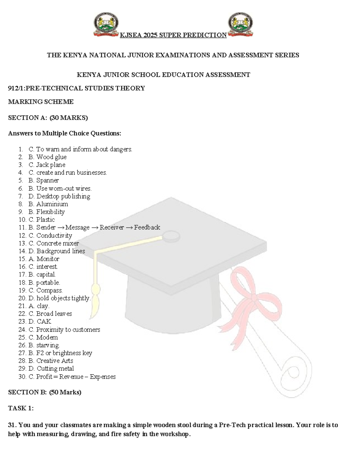 kjsea-2025-grade-9-pretechnical-studies-pp1-marking-scheme-studocu