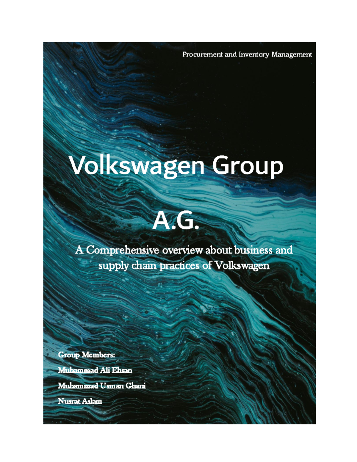 Report - Procurement and Logistics of VW. - Volkswagen Group A. A ...
