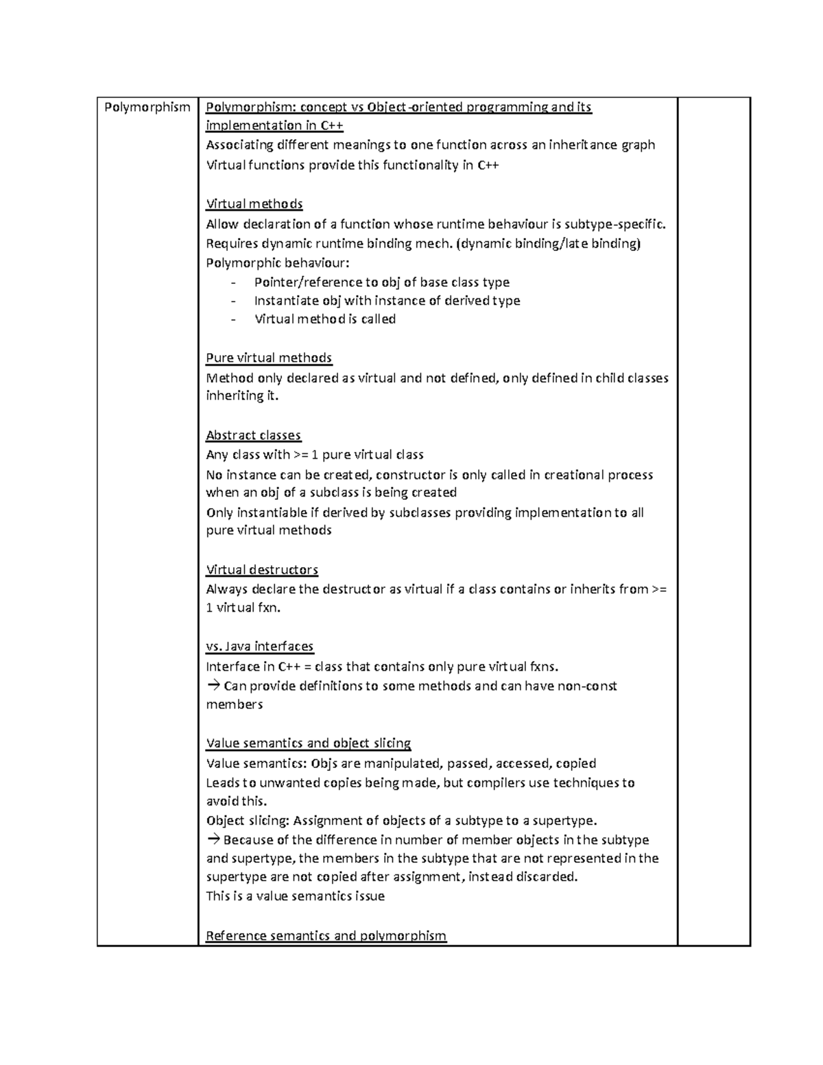 COMP345 study guide - part 3 - Polymorphism Polymorphism: concept vs ...