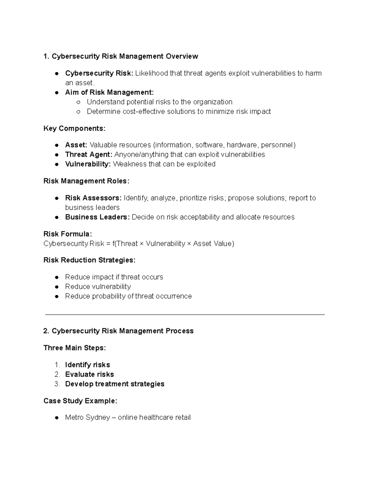 ISM Notes WK3: Cybersecurity Risk Management Overview and Strategies ...