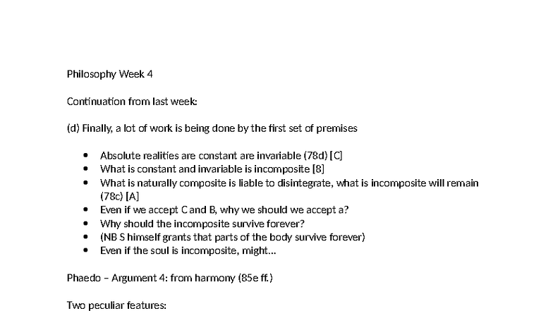 Philosophy 101 Week 4 - Overview of Key Arguments and Concepts - Studocu