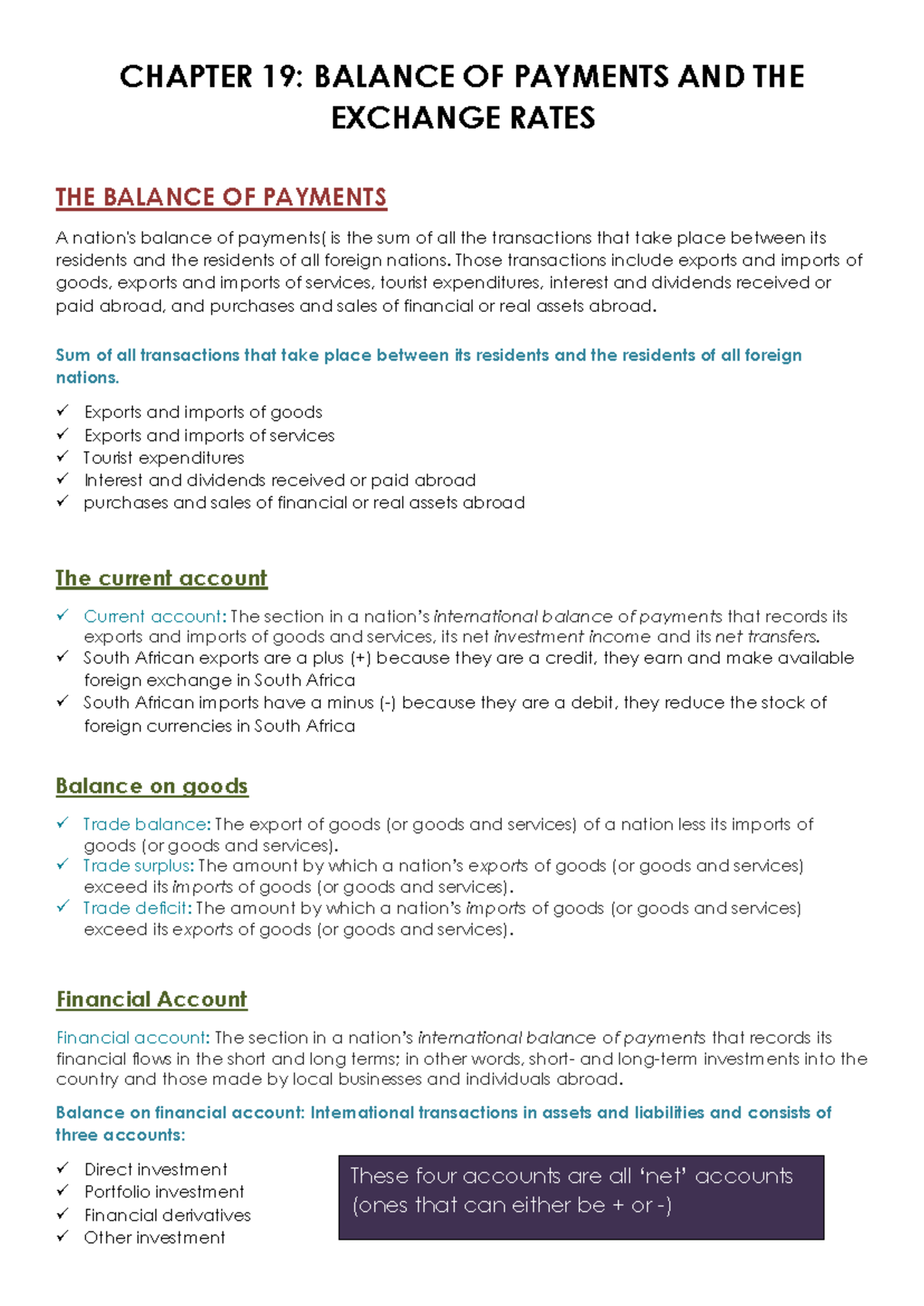 EKN 19: Balance of Payments and Exchange Rates Overview - Studocu