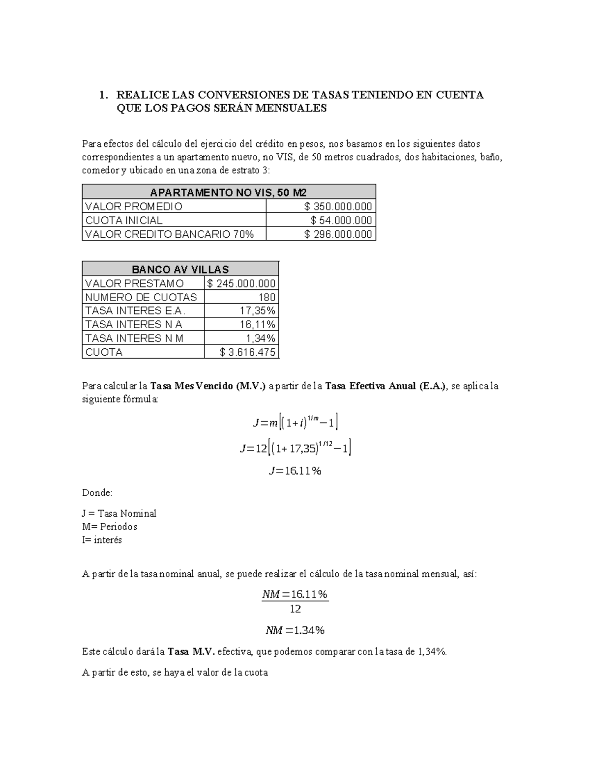 Entrega 3 - Tasa de Interés y Amortización - Matemática Financiera ...