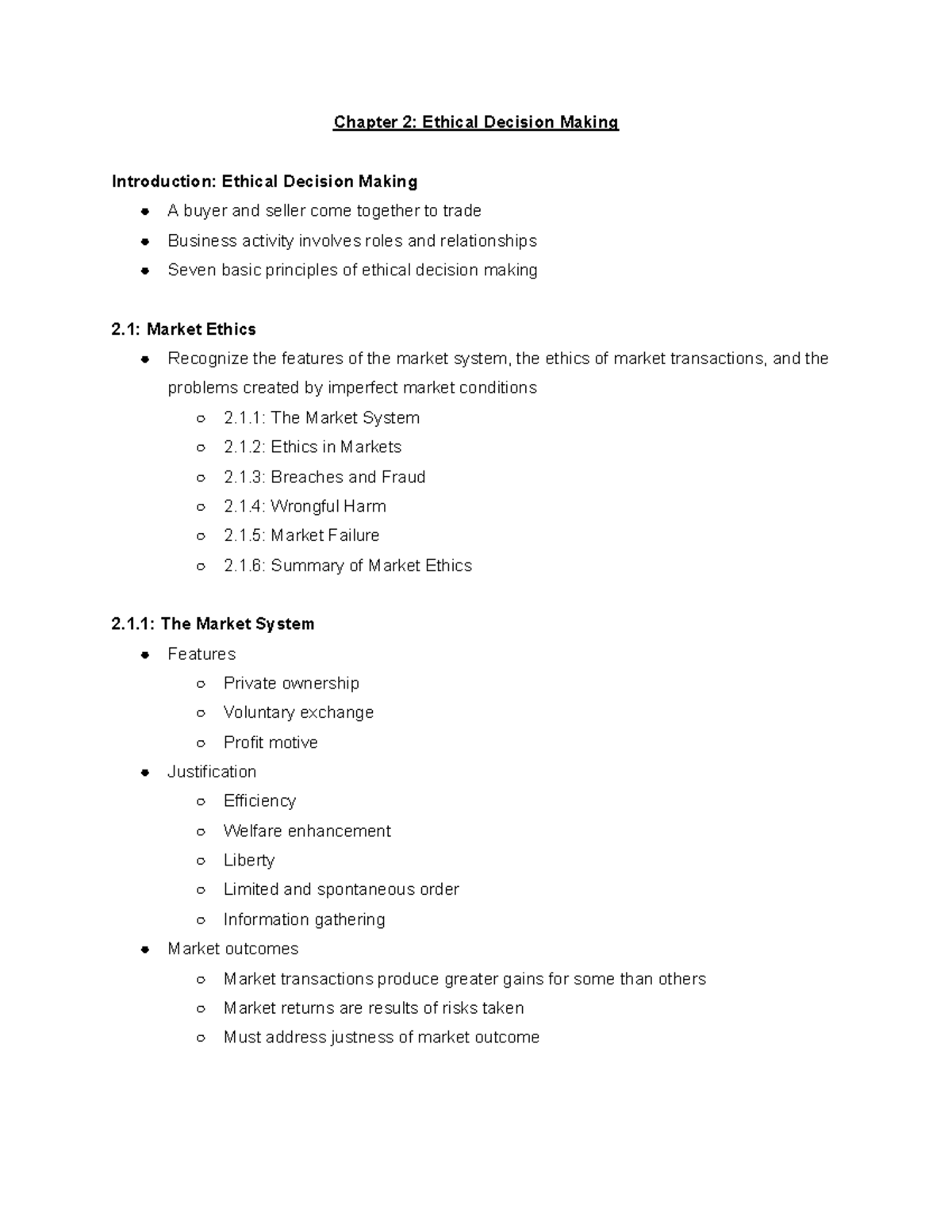 GMS802 - Lecture 2: Ethical Decision Making and Market Ethics - Studocu