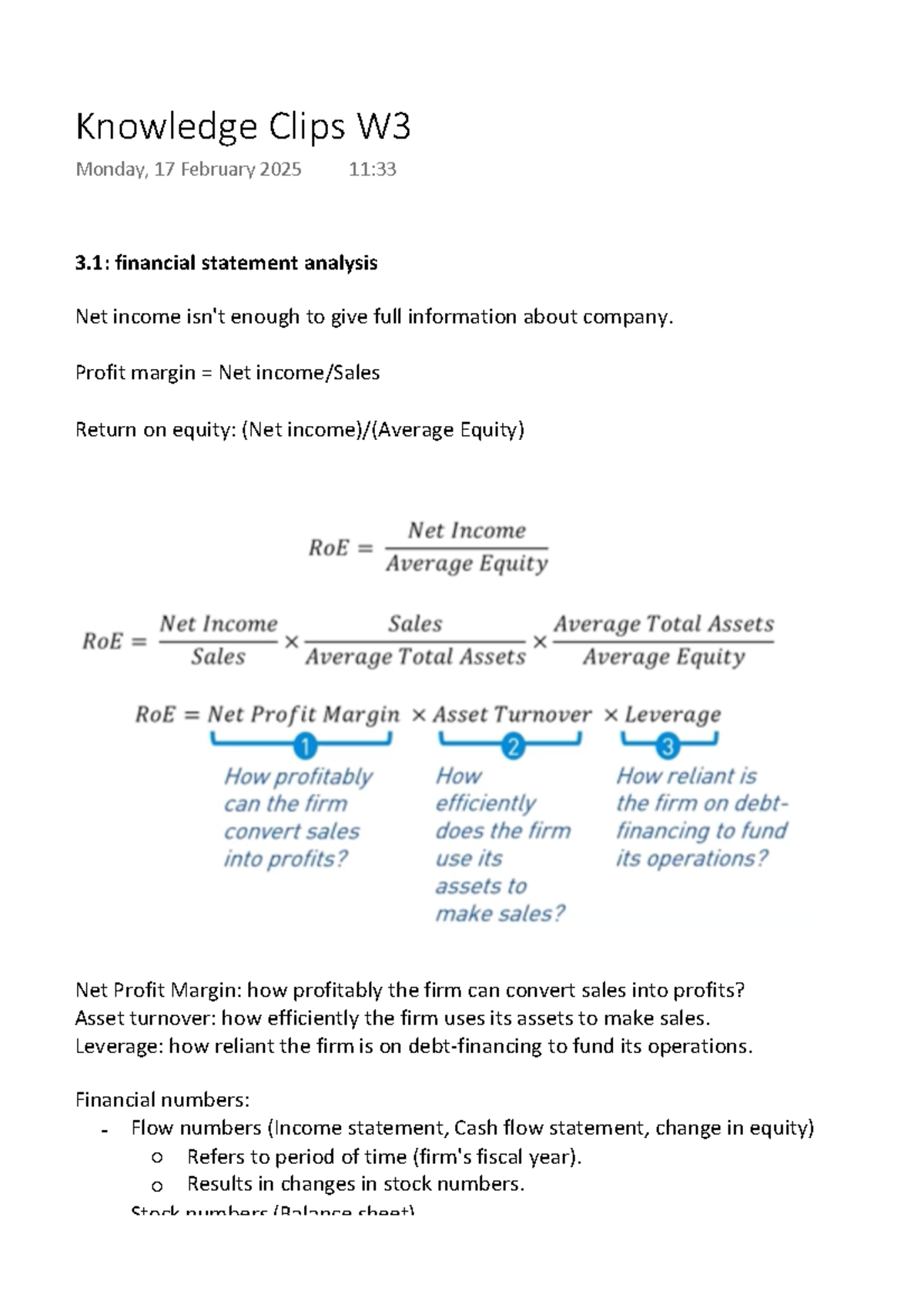 Financial Statement Analysis: Knowledge Clips W3 Insights - Studeersnel