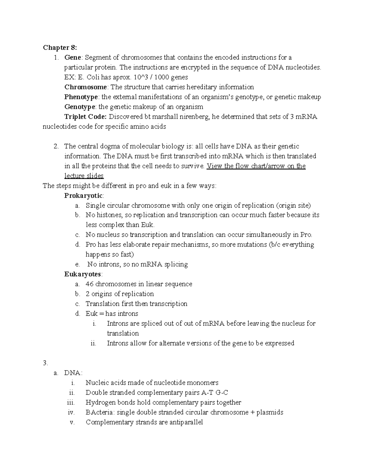 Micro Lecture 2 Study Guide: Genetics & Molecular Biology Insights ...